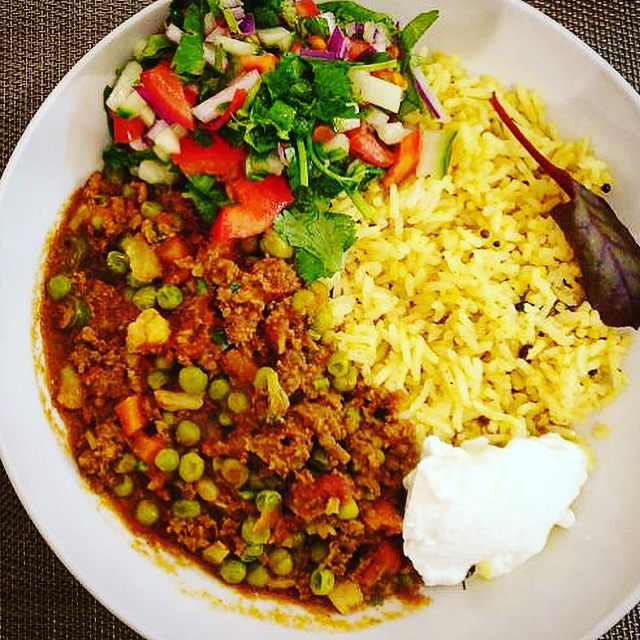 Mince beef curry with pilau rice