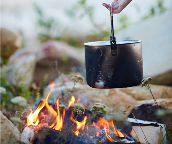 pot over hot coals